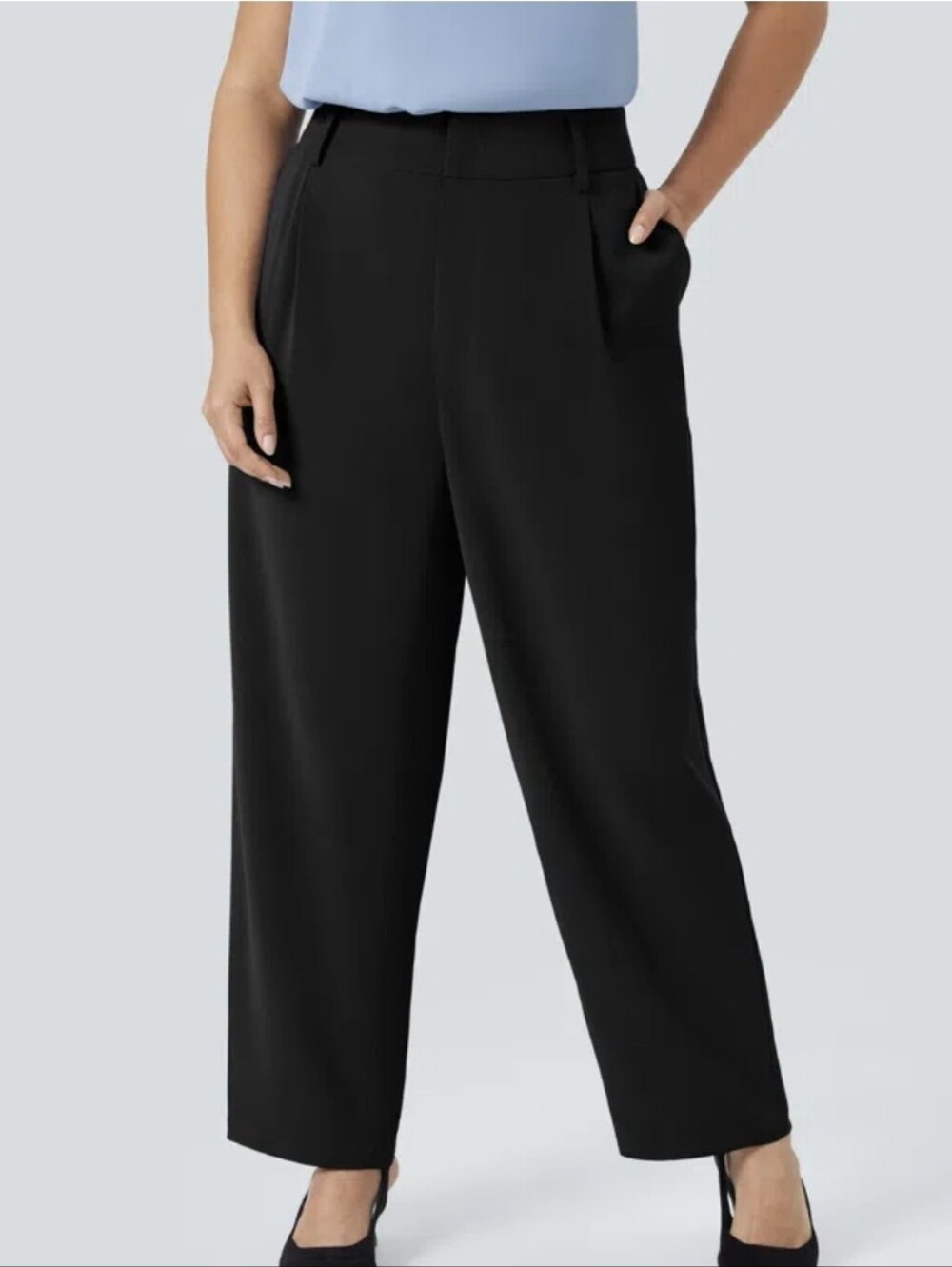 NEW HALARA 2X Plus Sz Flex High Elastic Waist Band, Pocket, Black Pants